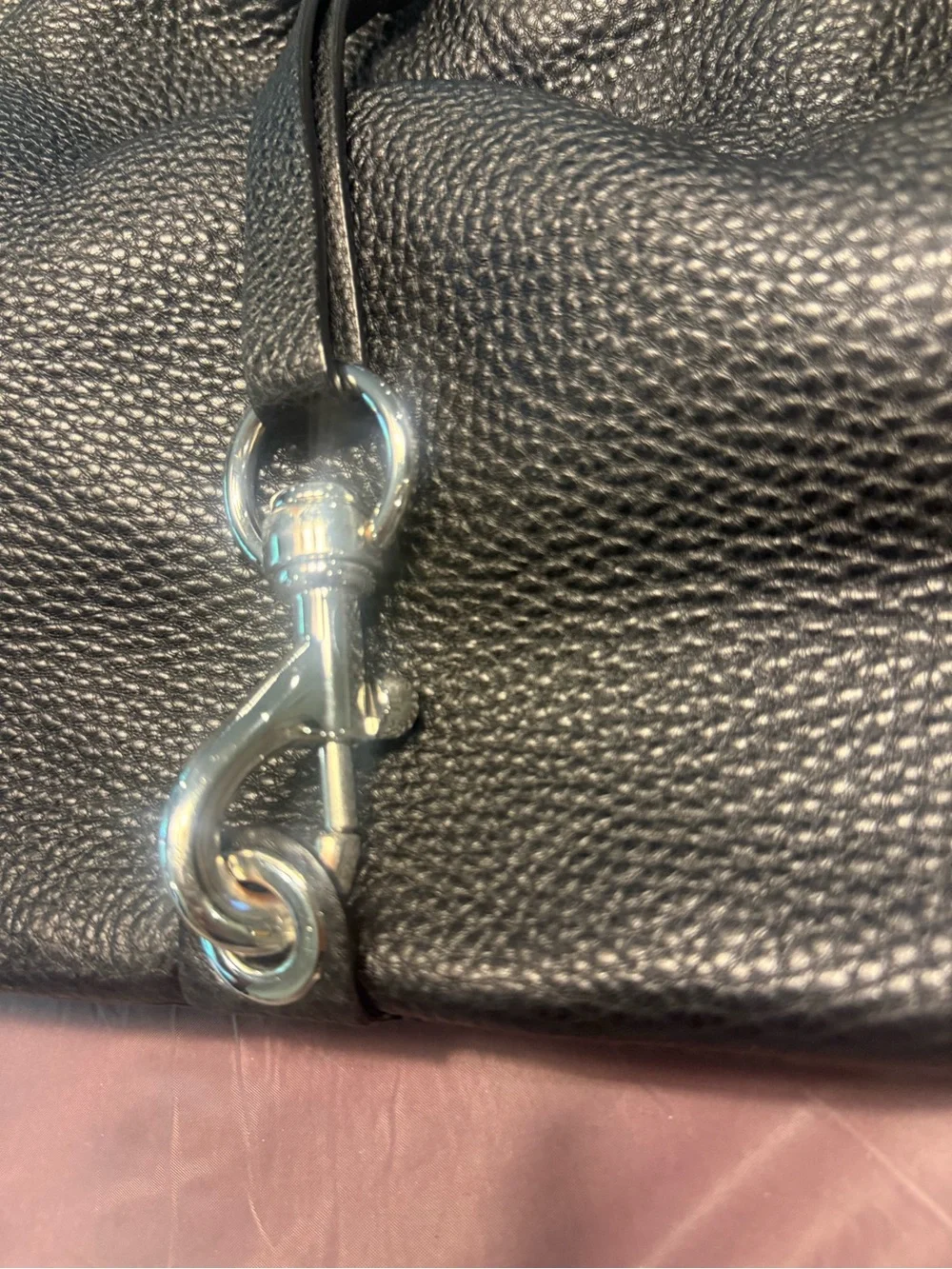 Rebecca Minkoff Blythe Black Leather Drawstring Backpack Silver Hardware $325